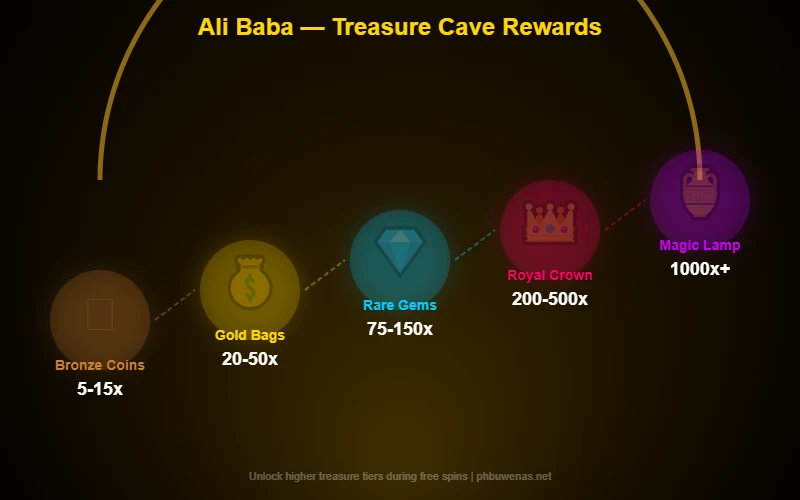Ali Baba treasure cave reward tiers