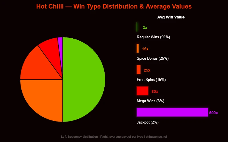 Hot Chilli win type distribution and average values