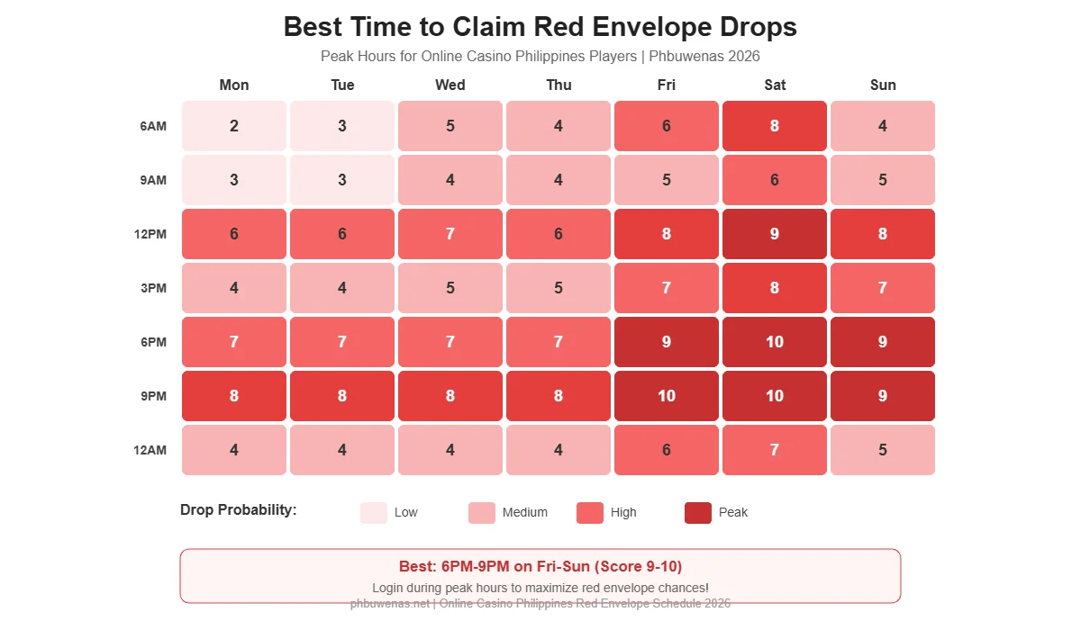 Best Time to Claim Red Envelope Drops - Peak Hours Heatmap for Online Casino Philippines Players Phbuwenas 2026