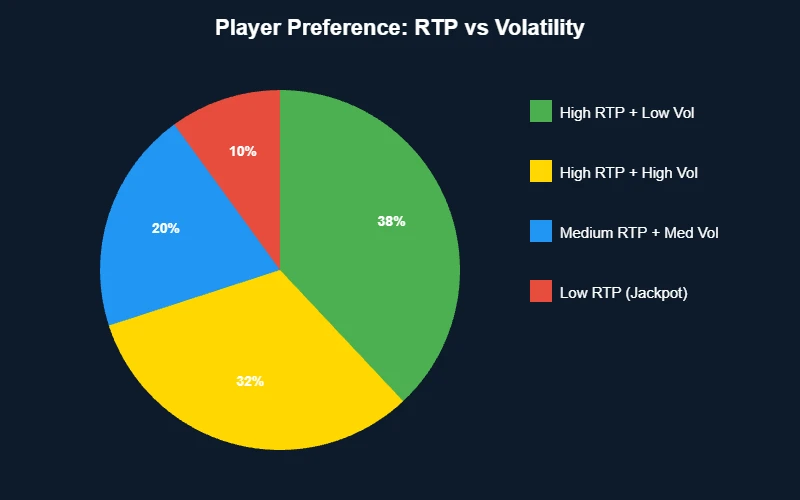 Player preference RTP vs volatility pie chart