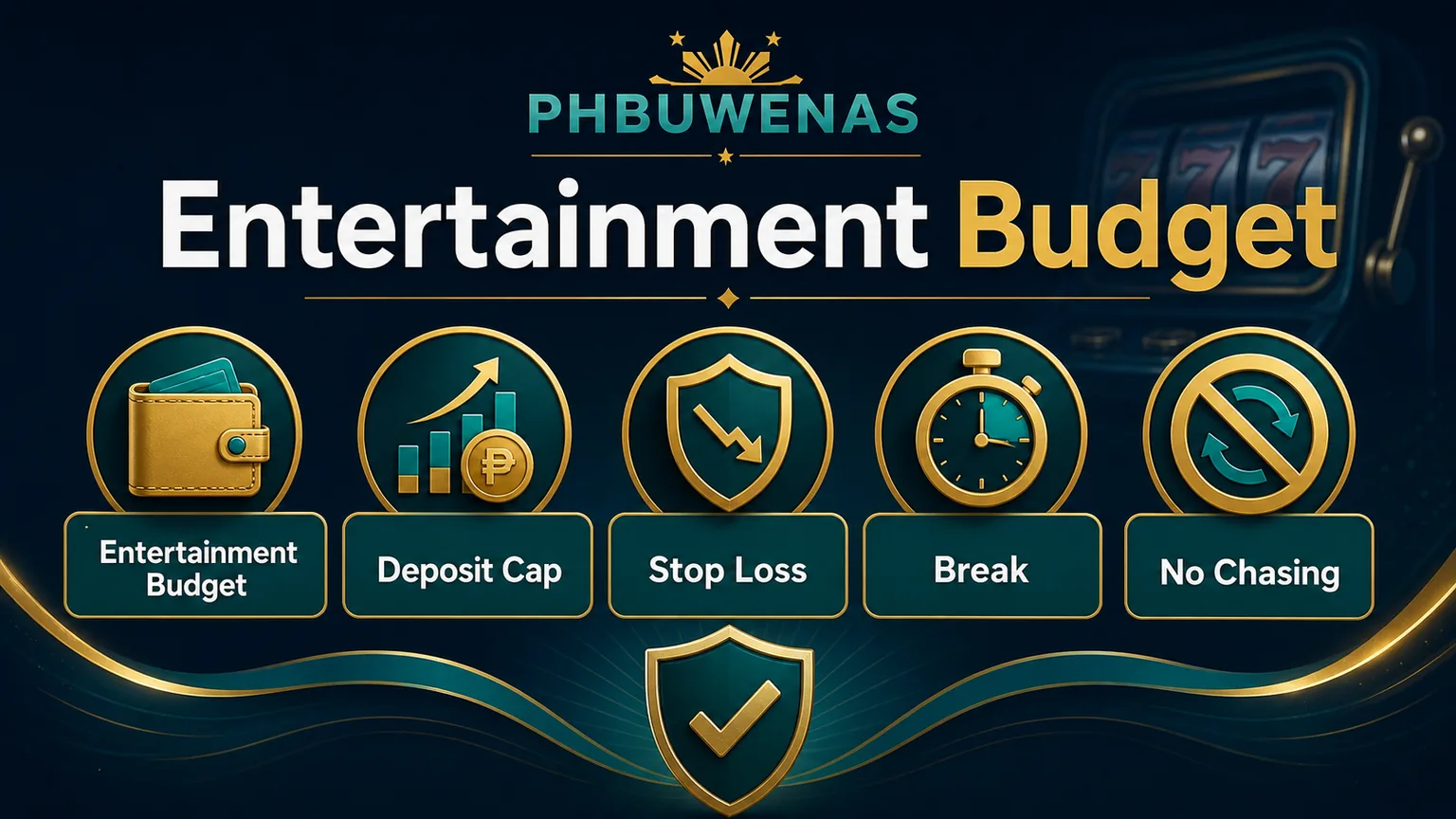 Illustration reading Entertainment Budget with deposit cap stop loss break and no chasing